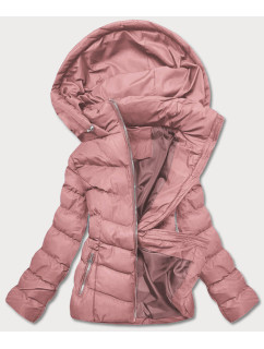 Krátka ružová dámska zimná páperová bunda (5M726-46)