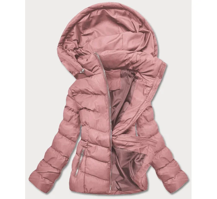 Ružová dámska krátka páperová zimná bunda (5M726-46)