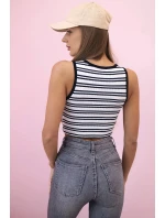 Dámsky bavlnený top s výstrihom a zlatým akcentom Blue