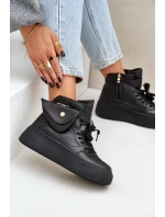 Wysokie Sneakersy Z Saszetką Na Platformie Czarne Saramis