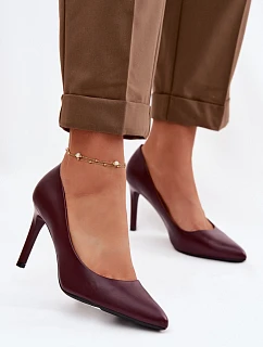 Eko Kožené Podpatky model 22069586 Bordó - SERGIO LEONE