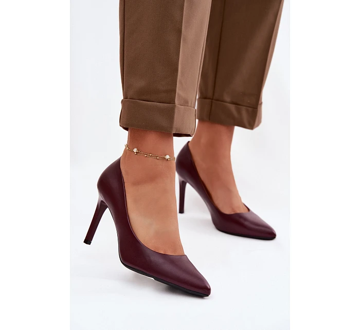 Eko Kožené Podpatky model 22069586 Bordó - SERGIO LEONE Eko Kožené Podpatky model 22069586 Bordó - SERGIO LEONE