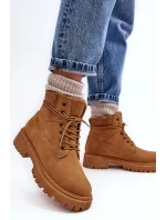 Damskie Ocieplane Trapery Camel Cross Jeans MM2R4011C