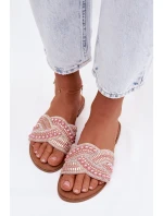 Zdobené dámské ploché nazouváky růžové Dovima Zdobené dámské ploché nazouváky růžové Dovima