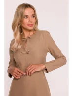 S413 Šaty s mašľami - béžové