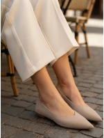 Dámske semišové baleríny so špicatou špičkou béžovej farby FashionStreet ZY1426