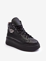 Trampki Damskie Wysokie Na Suwak Lemar Czarne Katerin