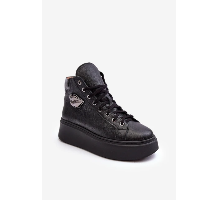 Trampki Damskie Wysokie Na Suwak Lemar Czarne Katerin