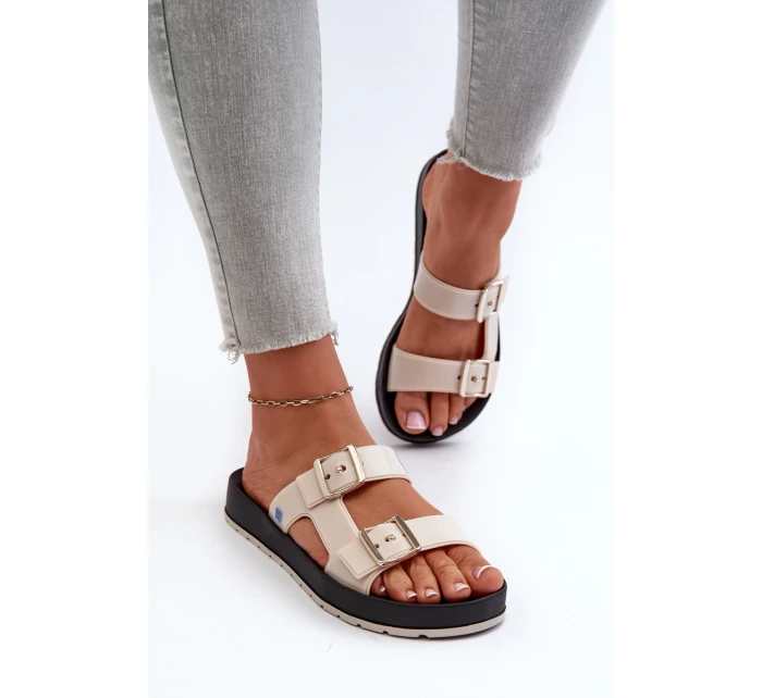 Klapki Damskie Na Płaskiej Podeszwie ZAXY LL285072 Jasnobeżowe