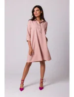 model 18407171 Rozšířené košilové šaty růžové - BeWear