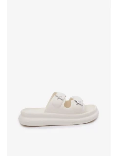 Dámske penové papuče na platforme - ecru