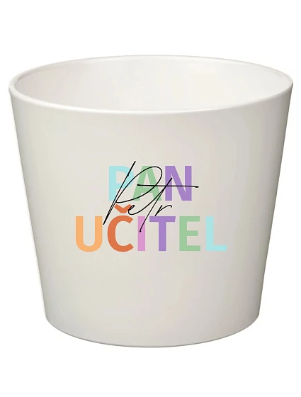 Bílý keramický květináč pro paní učitelku/pana učitele - malý