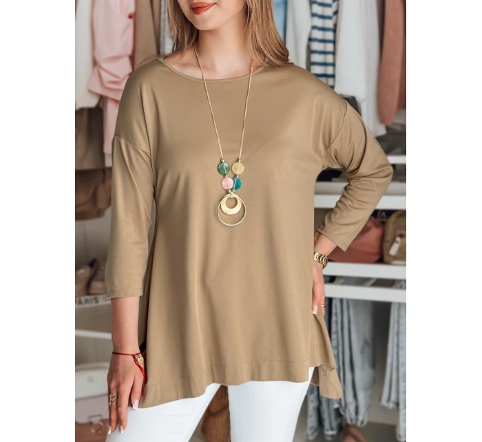 Dámská máslová halenka oversize s přívěskem tmavě hnědá Dstreet model 21985730 - FashionStreet