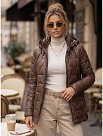 Dámska prešívaná bunda s odnímateľnou kapucňou, hnedá, FashionStreet TY5796