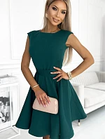 442-1 Roztiahnuté šaty s malými rukávmi - BOTTLE GREEN