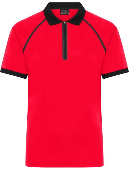 Daiber JN 1308 Pánske polo tričko s piké vzorom a zipsom 02.1308 svetločervená/čierna Daiber JN 1308 Pánske polo tričko s piké vzorom a zipsom 02.1308 svetločervená/čierna