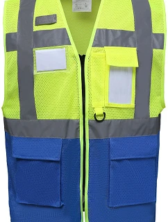 Yoko HVW 820 Hi-Vis sieťovaná bezpečnostná vesta 79.W820 hi vis žltá/kráľovská modrá
