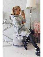 Zateplená mikina s bočnými rázporkami šedá