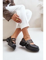 Dámské Lakované Polobotky S Pásky Černé model 21671078 - Boto