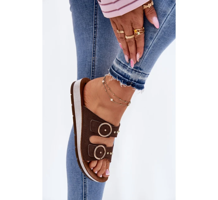 Wygodne Klapki Damskie Inblu CP000054 Brązowe