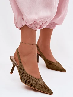 Dámské sandály z síťovaného materiálu na jehle Zelená Emiliana