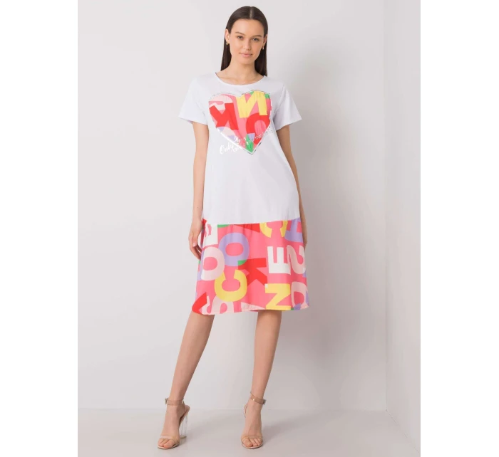 Šaty DHJ SK 13119.26P biela a ružová