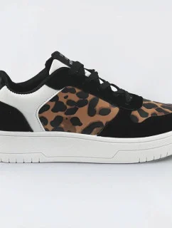 Čierne dámske tenisky sneakers s panterím vzorom (6363)
