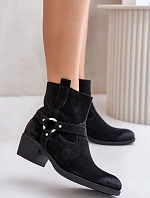 Zazoo 60477 Zamszowe Ocieplane Botki Na Obcasie Czarne