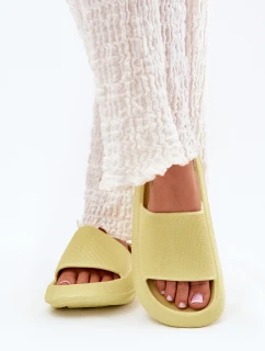 Damskie Lekkie Piankowe Klapki Na Grubej Podeszwie Limonkowe Querceria