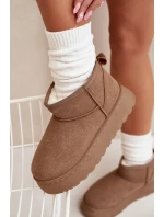 Śniegowce Damskie Na Platformie Ocieplane Futerkiem Khaki Vesirae Śniegowce Damskie Na Platformie Ocieplane Futerkiem Khaki Vesirae