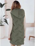 Dámská dlouhá prošívaná vesta s kapucí zelená Dstreet model 21991324 - FashionStreet