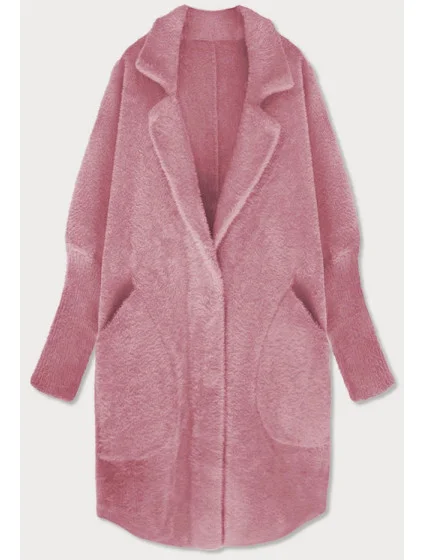 Dlhý vlnený prehoz cez oblečenie typu "alpaka" v lososovej farbe (7108)