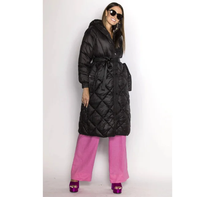 Čierna dlhá dámska páperová bunda (ag1-j9081)