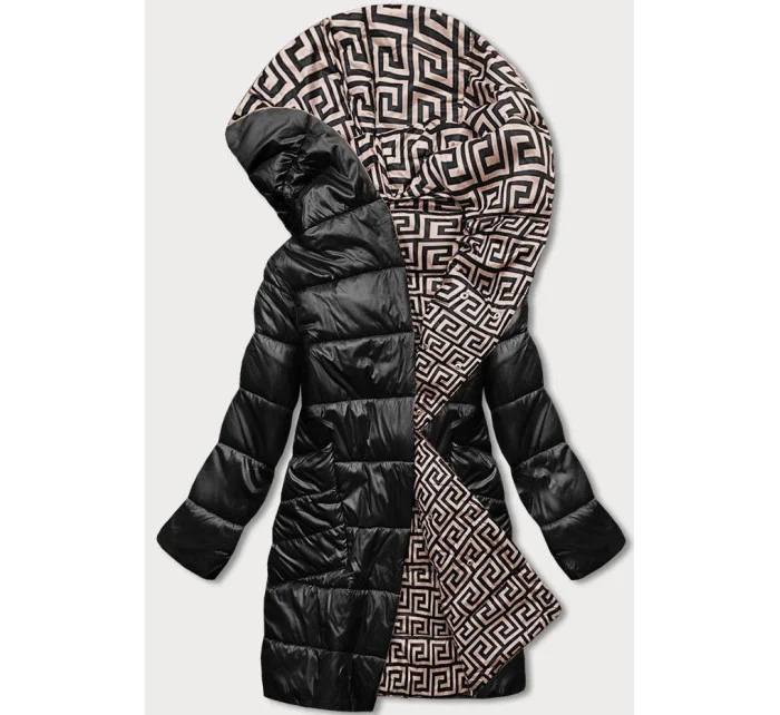 Černobéžová  dámská bunda s kapucí model 18038010 - S'WEST