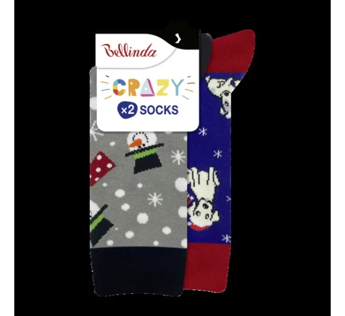 Veselé ponožky 2 páry CRAZY SOCKS 2x - BELLINDA - sivé