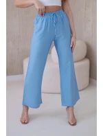 Viskózové kalhoty se širokými nohavicemi modrý Viskózové kalhoty se širokými nohavicemi modrý