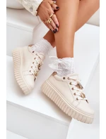Sneakersy Damskie Z Przypinkami Beżowe Grelesi Sneakersy Damskie Z Przypinkami Beżowe Grelesi