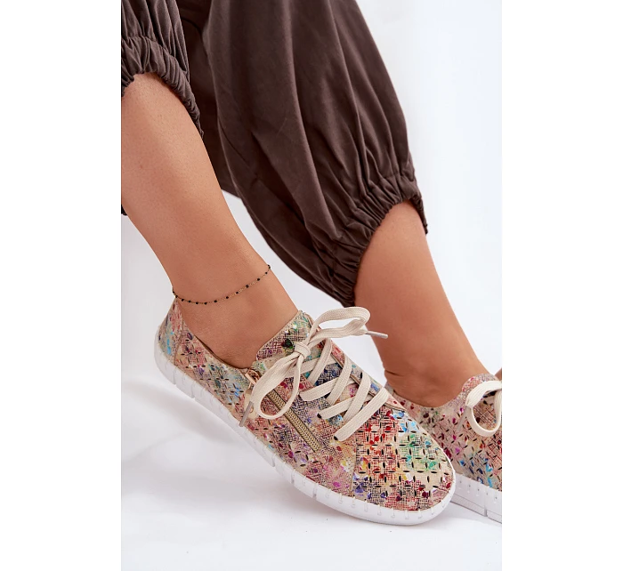 Otevřené polobotky z přírodního semiše vícebarevné Kamelia