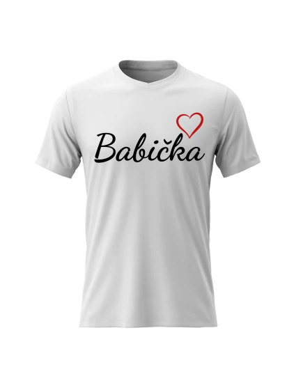 Dámské bavlněné tričko s potiskem - BABIČKA - bílé