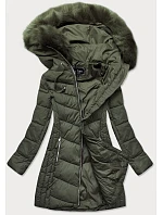 DŁUGA PIKOWANA KURTKA DAMSKA ZIMOWA KHAKI model 21241976 - Libland