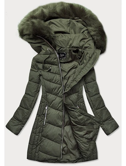 DŁUGA PIKOWANA KURTKA DAMSKA ZIMOWA KHAKI model 21241976 - Libland