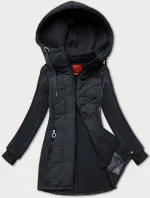 Dámska blúzka LHD s rozopínaním z kombinovaných tkanín, grafitová (AMG-165)