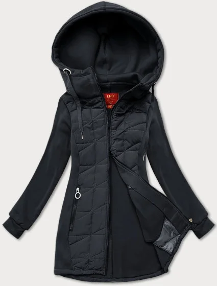 Dámska blúzka LHD s rozopínaním z kombinovaných tkanín, grafitová (AMG-165)