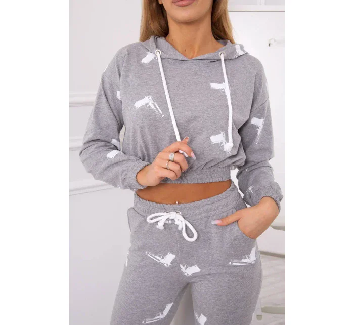 Sada s potlačou pištole šedá