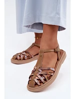 Kožené dámské sandály Ploché s Pásky Maciejka K7442-04 Béžové