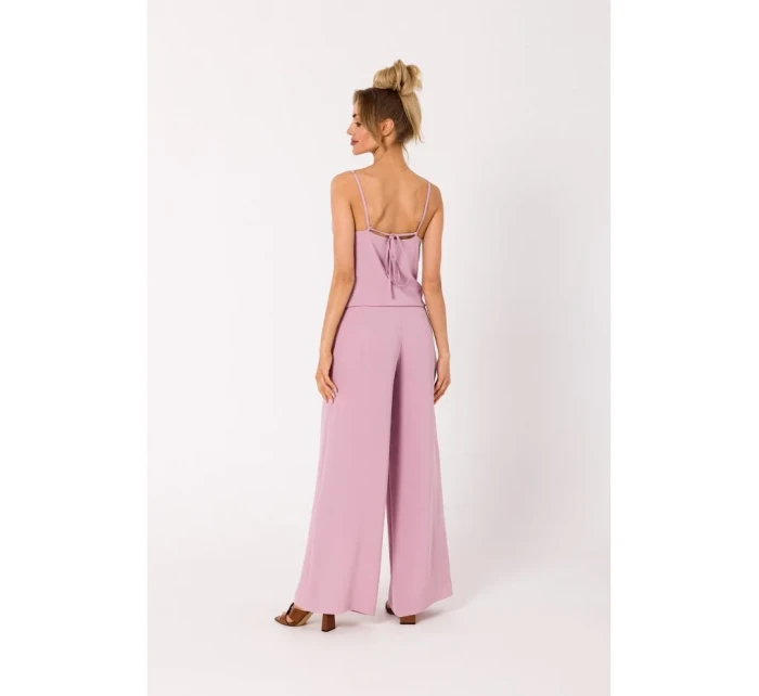 model 18383419 Kombinéza se špagetovými ramínky krepová růžová - Moe model 18383419 Kombinéza se špagetovými ramínky krepová růžová - Moe