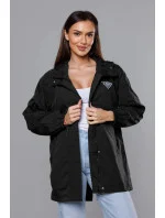Tenká čierna dámska bunda s podšívkou (B8119-1)