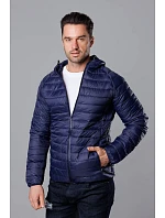 Tmavě modrá pánská prošívaná bunda s kapucí model 18345099 - J.STYLE Tmavě modrá pánská prošívaná bunda s kapucí model 18345099 - J.STYLE