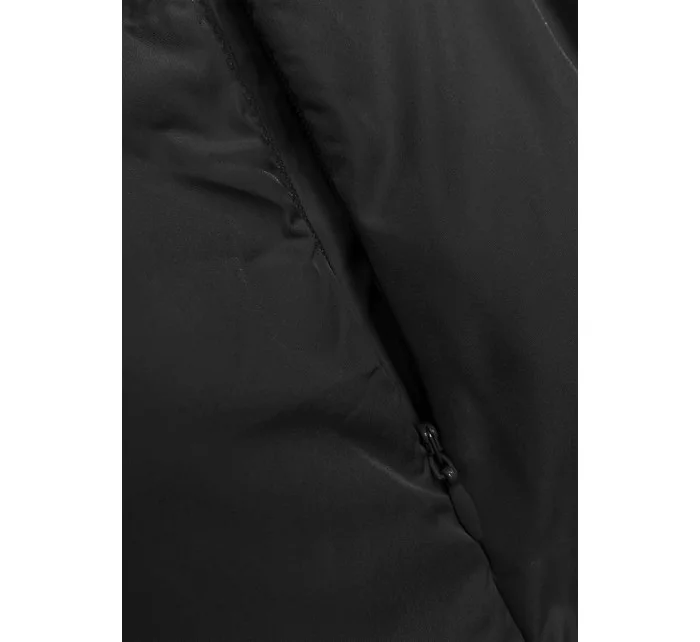 Obojstranná čierna dlhá dámska vesta (V723) Obojstranná čierna dlhá dámska vesta (V723)