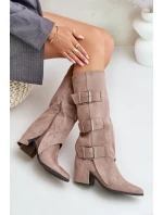 Topánky na podpätku s ohnutou holennou časťou a prackami Béžová Vamissa Topánky na podpätku s ohnutou holennou časťou a prackami Béžová Vamissa